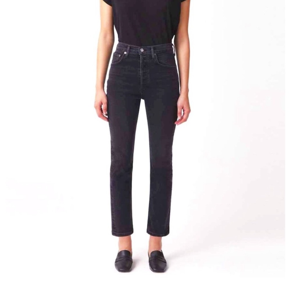 AGOLDE Wilder Jeans Ankle Straight Leg 29 Black High Rise Retro Minimalist Denim